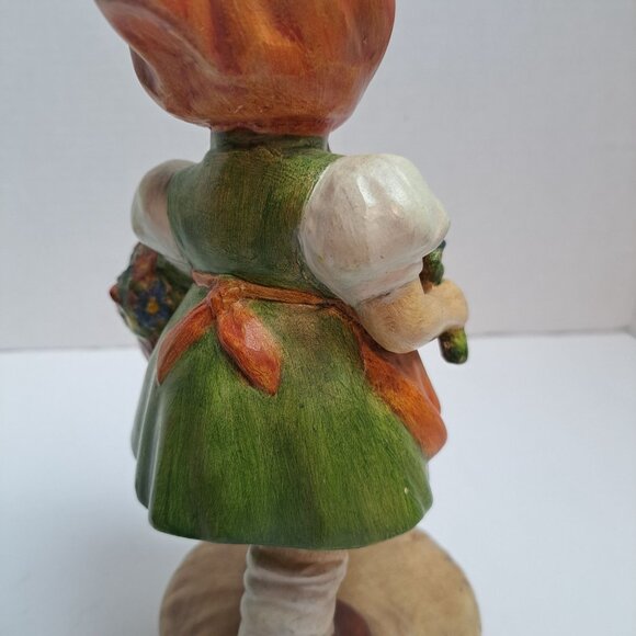 Red Riding Hood Girl Figurine Statue Chalkware Mold Handpainted Hummel Style - Picture 9 of 16